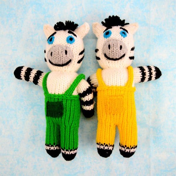 Zebra Dandy Pal with green or yellow overalls