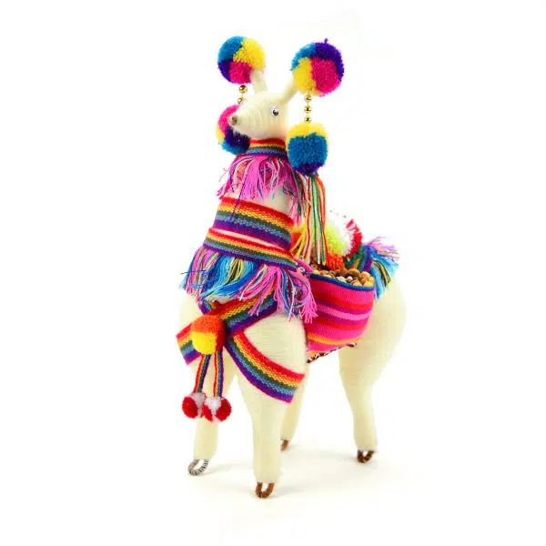 An extra large festival llama dressed in festive wear