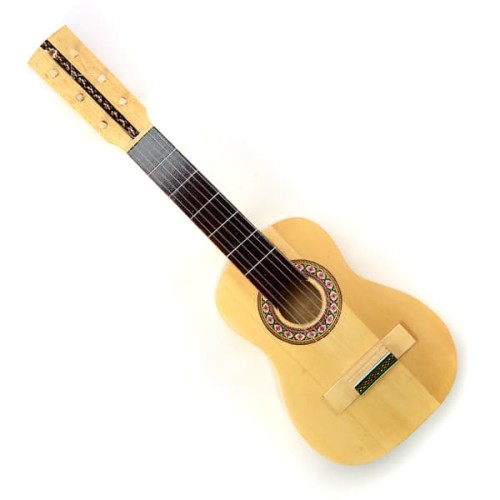 A mini guitar for little hands made out of wood