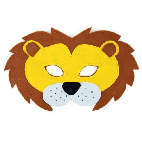 A felt play mask of a lion