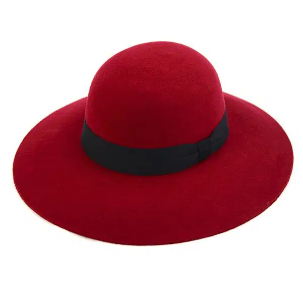 A close up of the wool zoe hat, this color of the hat is red