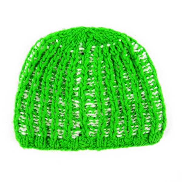 close up of the adult web hat, showing how the hat has been stitch and color. the color for this hat is green and white