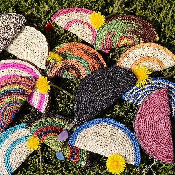 grass woven agave coin purse in a variety of colors