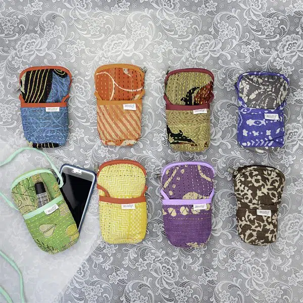 Cotton phone pouch in assorted styles