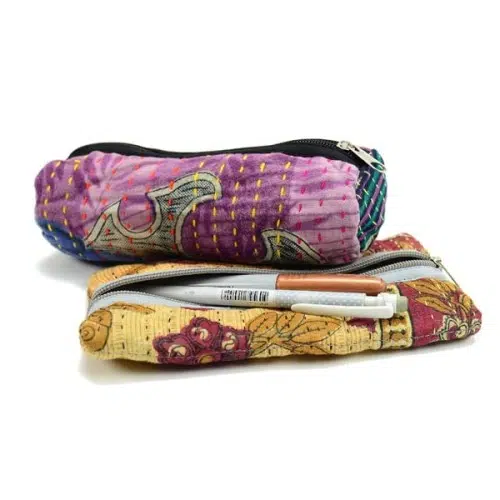 Flat and round Kantha Pen Pouch