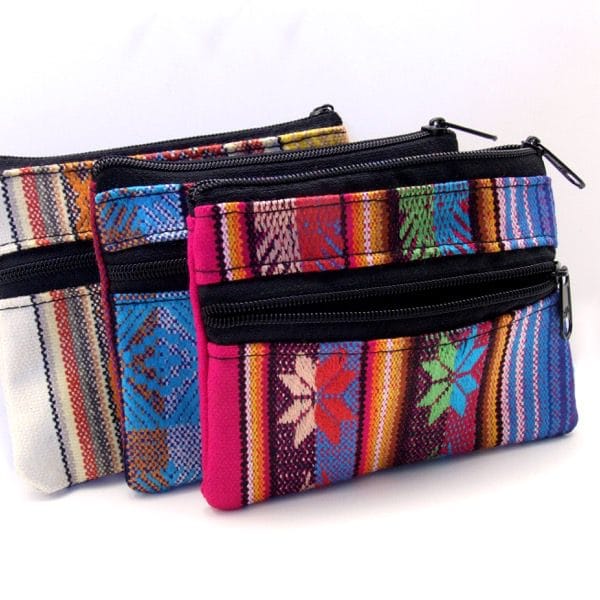 Fabric Double Zip Coin Pouch