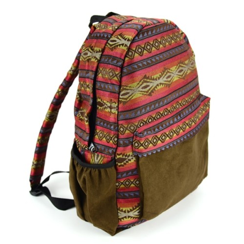 Pink Tribal Backpack with army green side and front pockets