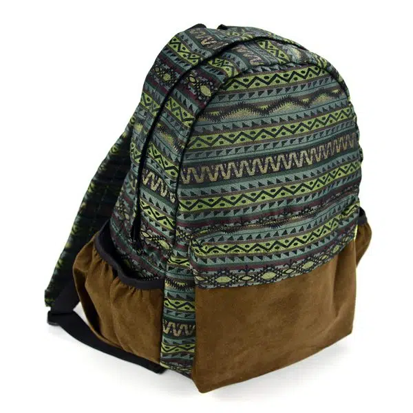 Lime Green tribal backpack with army green side and front pockets