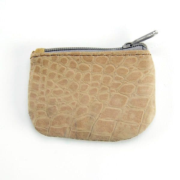 Beige Petite leather Coin Purse with zipper