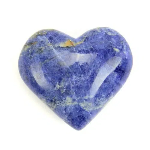 A highly polished sodalite carved heart