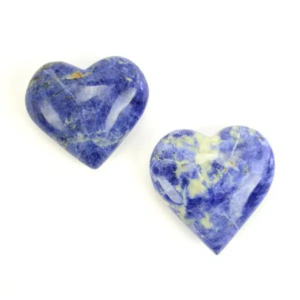 A highly polished sodalite carved heart