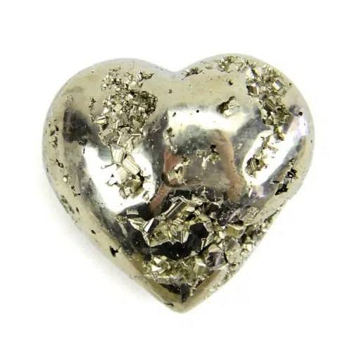 A highly polished pyrite carved heart