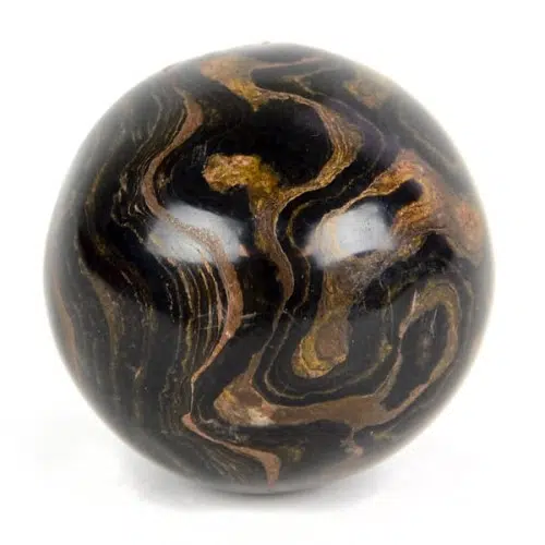 A highly polished stormatolite carved sphere