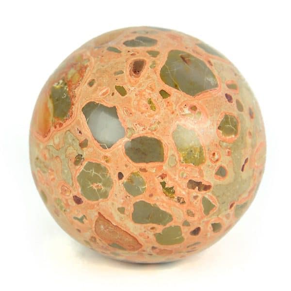 A highly polished, leopardite, carved sphere