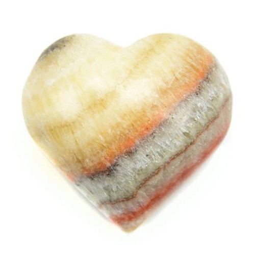 A highly polished, cave aragonite, carved heart