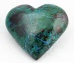 A highly polished, chrysocolla, carved heart