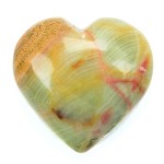 A highly polished, green onyx, carved heart