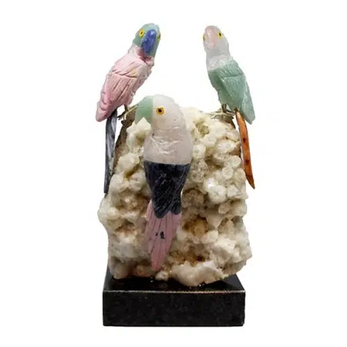 Semi-Precious Stone Parrot Trio