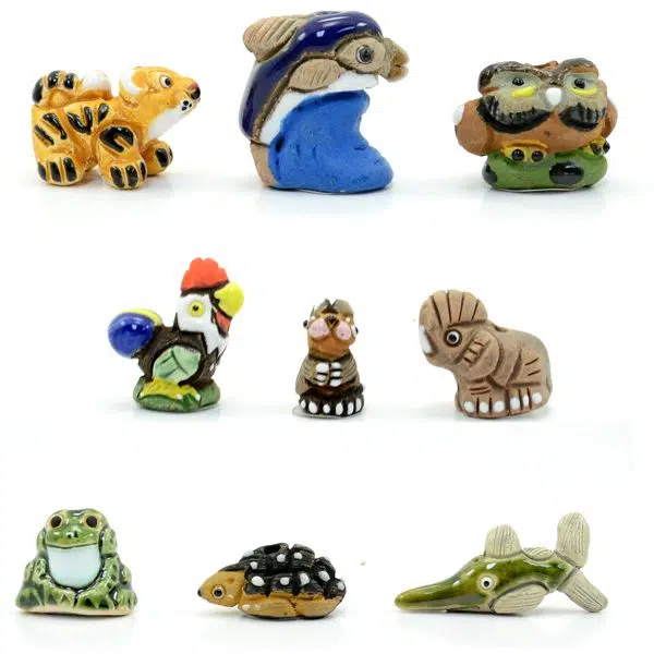 Ceramic critters that are super small and come in a verity of animals.