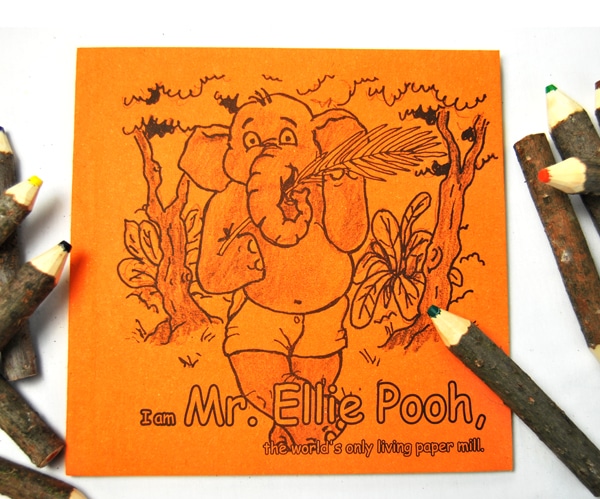 Coloring Book with elephant standing on two feet in Orange cover