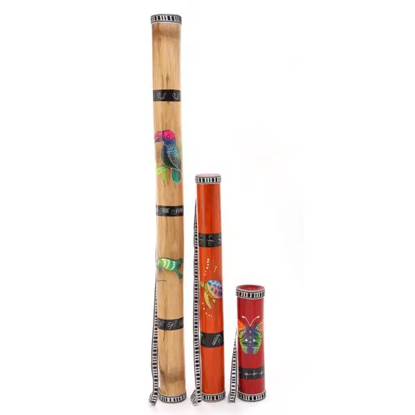 showing the different sizes of the rain sticks coming in large, medium, and small