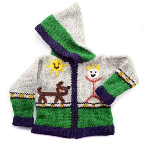 Stick man sweater, comes in two different colors green and brown