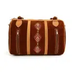 Brown suede leather Wayfarer Satchel with smooth tan leather accents