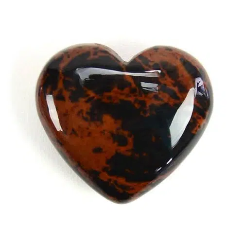 A highly polished, mahogany obsidian, carved heart