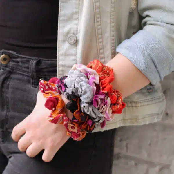 Colorful Recycled Fabric Scrunchies - Image 3