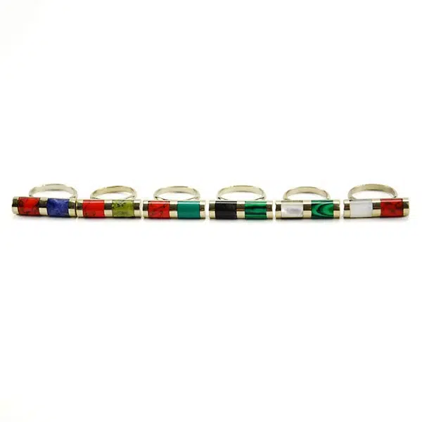 a picture of a set of six capsule ring, comes in a verity of colors.