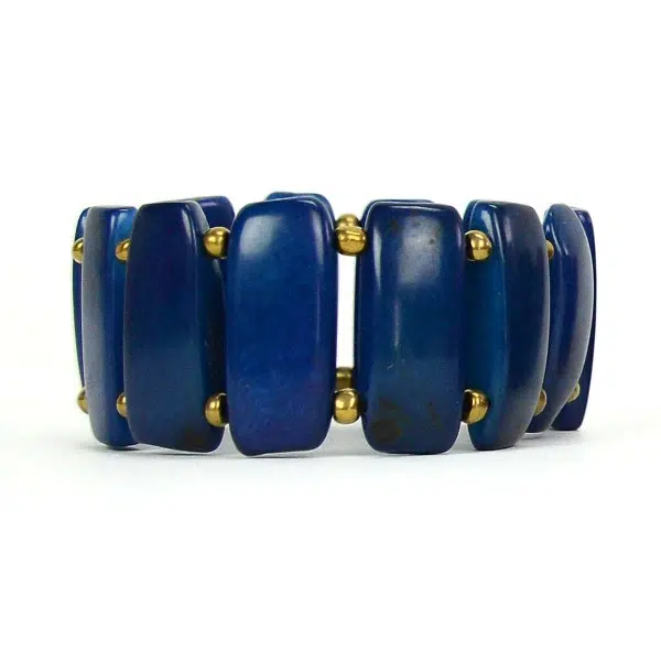 A Dark blue colored bracelet that is approximately 1.25" tall.