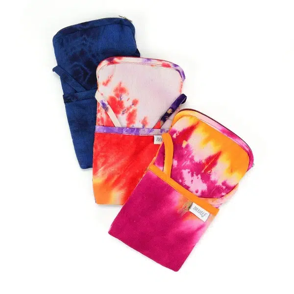 Tie dye style cotton phone pouches