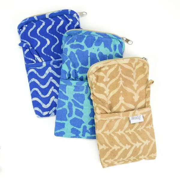 Natural dye style cotton phone pouches