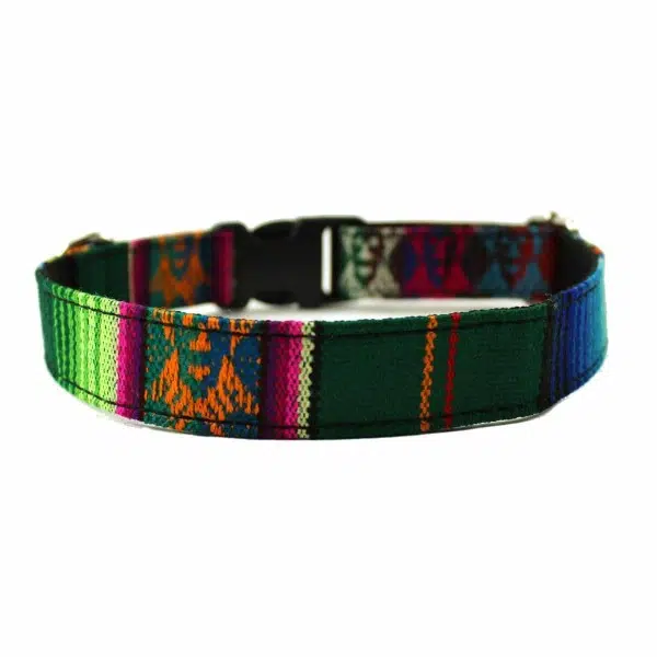 A colorful dog collar made out of fabric
