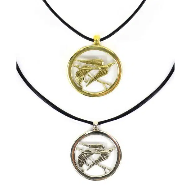 A picture of two necklaces, comes in gold or silver.