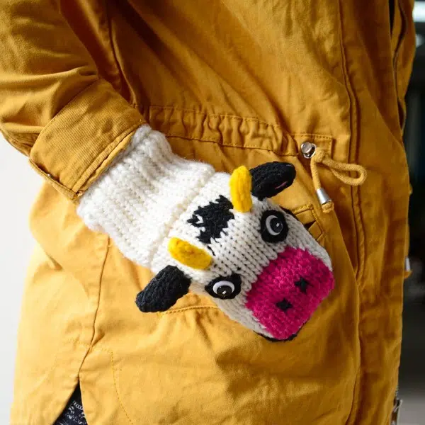 Kids Cow Mittens