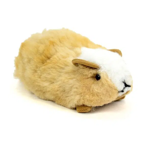 Tan and White large Guinea Pig made from alpaca fur.