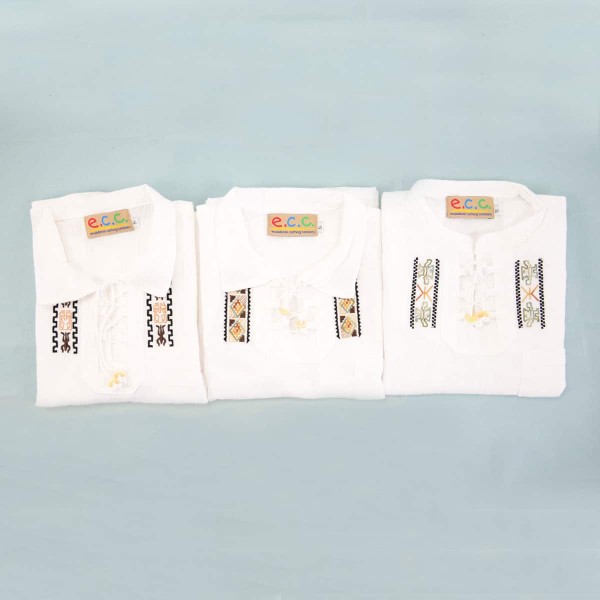 Bundle of three boys inca shirts, showing different motif designs