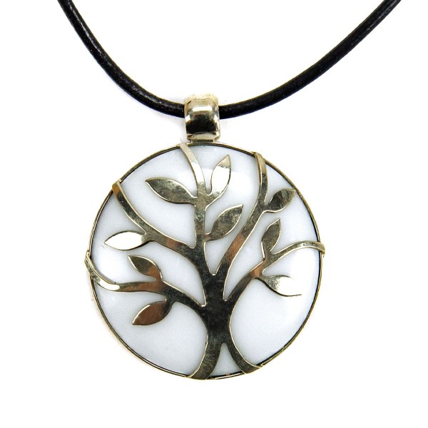 A picture of a white sylvan stone necklace.