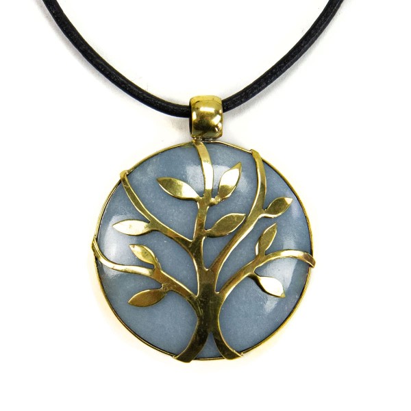 A picture of a grey sylvan stone necklace.