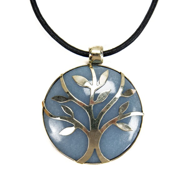 A picture of a grey sylvan stone necklace.
