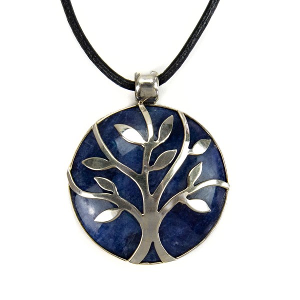 A picture of a blue sylvan stone necklace.