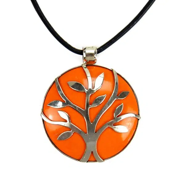 An orange sylvan stone necklace.