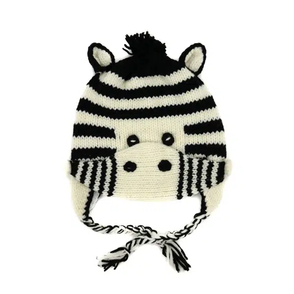 Hat that looks and is shaped like a zebra