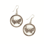 A picture of two butterfly in an earrings, made from alpaca silver.