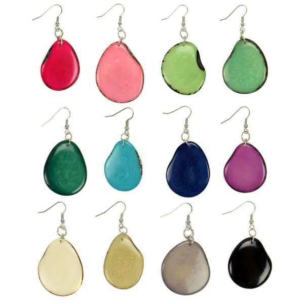 A picture of a wide verity of the waterfall earrings, showing all of the different colors.