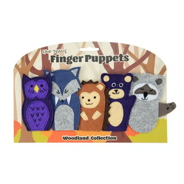 The woodland collection of the felt finger puppet set