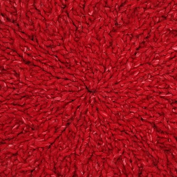 A close up of the winter beret fabric, this is the red fabric