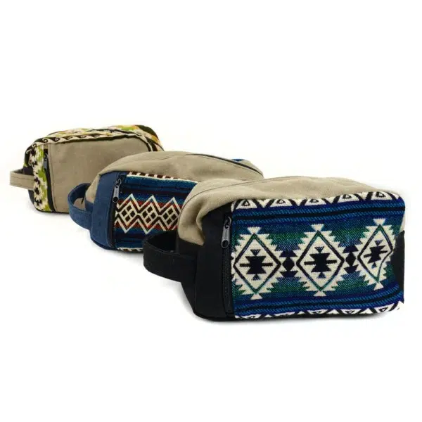 Canvas dopp kit bags with tribal patterns
