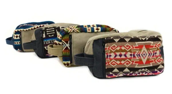Canvas dopp kit bags with tribal patterns